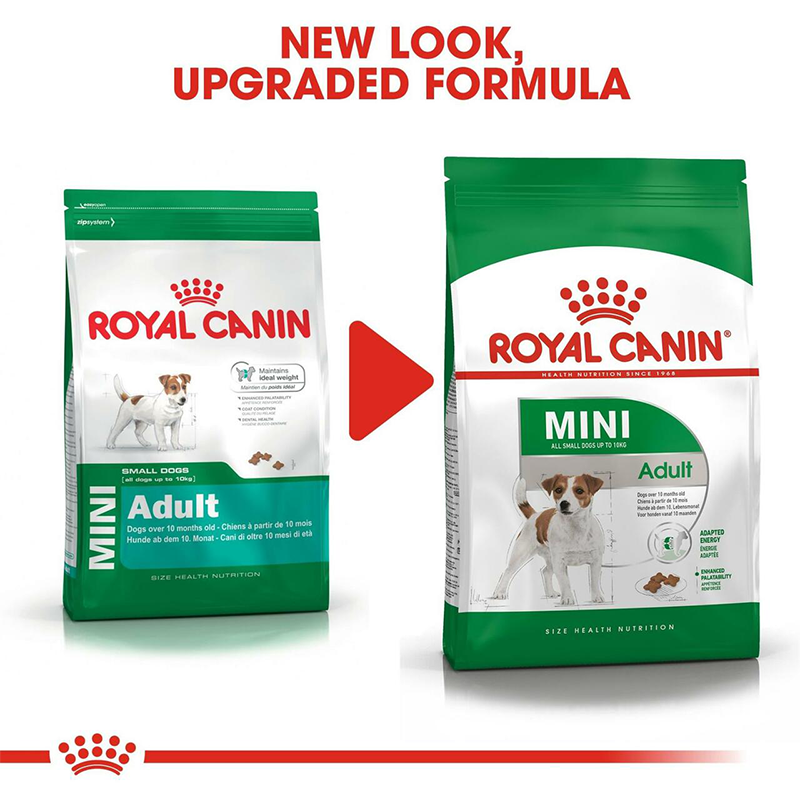 عکس تغییر بستهبندی غذای خشک سگ رویال کنین Royal Canin Mini Adult وزن 2 کیلوگرم