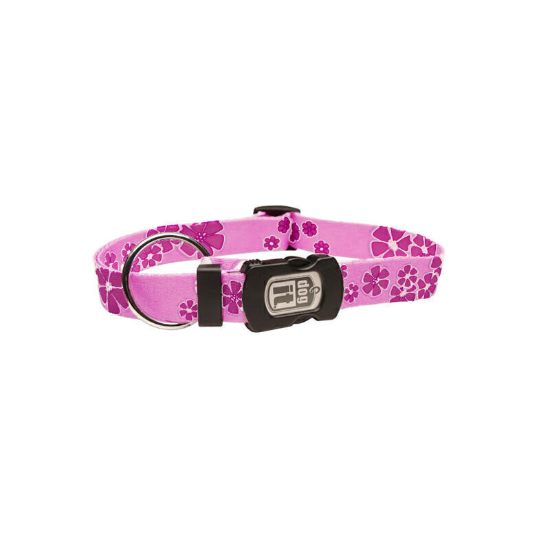  عکس قلاده گردنی بدون لید حیوانات هاگن Hagen Dogit NeckCollar Without Leash سایز XS زمینه صورتی و گل های ارغوانی 