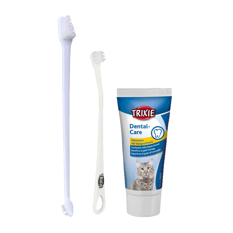  تصویر 2 ست مسواک و خمیر دندان گربه تریکسی Trixie Dental Care 