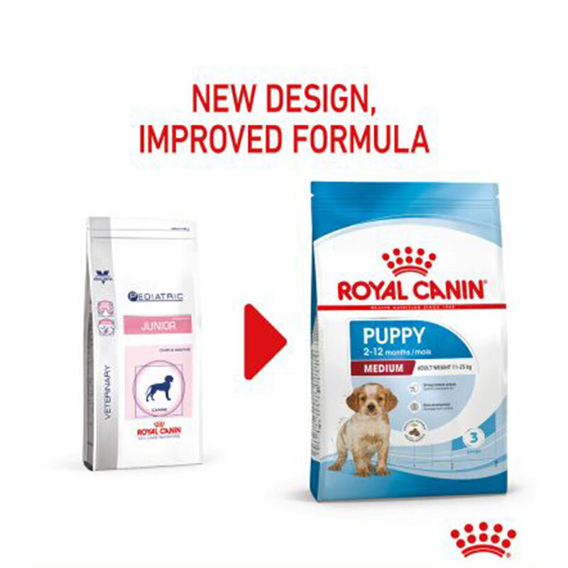  عکس فرمولاسیون جدید غذای خشک توله سگ نژاد متوسط رویال کنین Royal Canin Medium Puppy وزن 15 کیلوگرم 