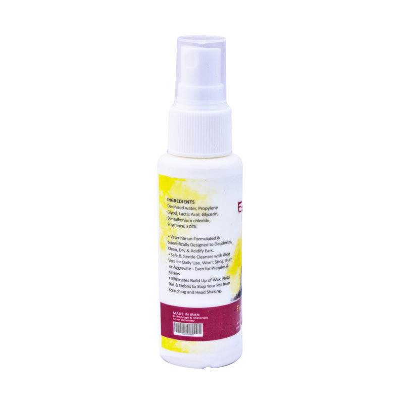  تصویر پشت محصول اسپری محافظ گوش یو اس پت UsPet Ear Care Spray حجم 60 میلی‌لیتر 