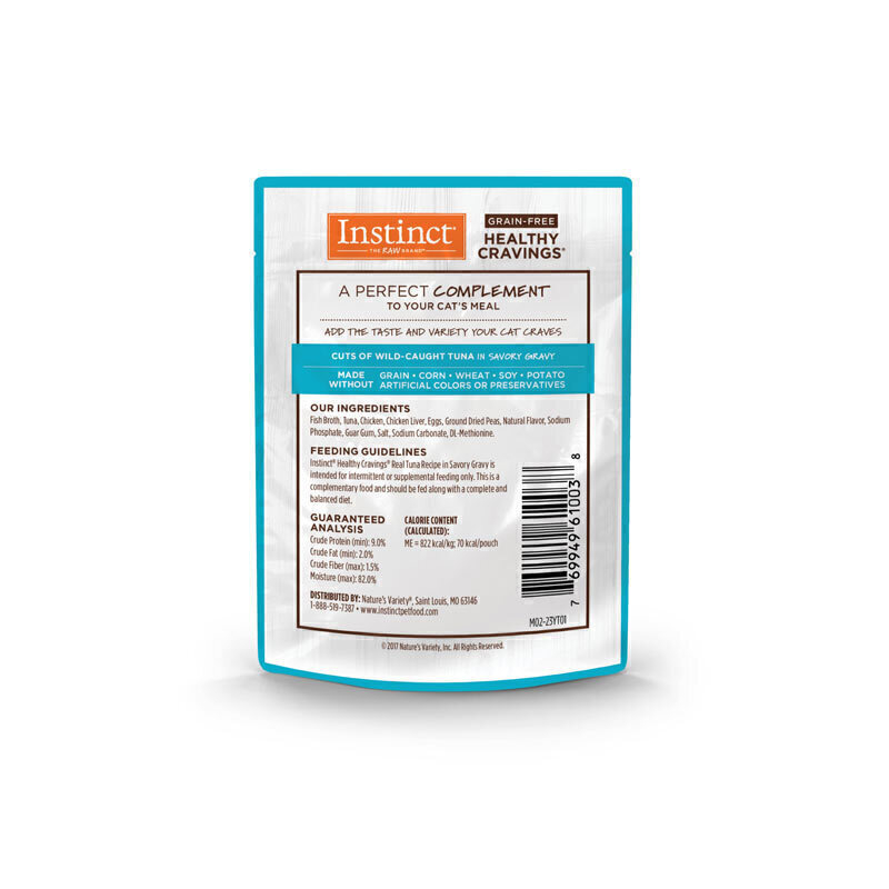  تصویر پشت پوچ گربه اینستینکت با طعم ماهی تن در سس Instinct In Savory Gravy With Tuna وزن 85 گرم 