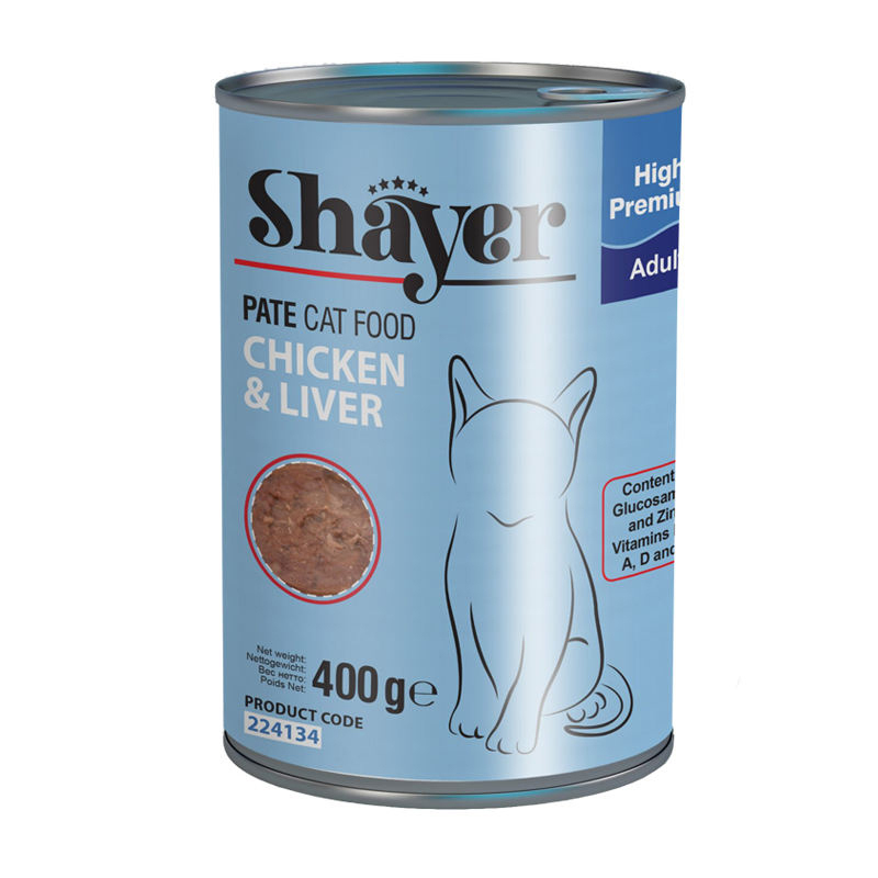  عکس کنسرو غذای گربه شایر مدل Chicken & Liver وزن 400 گرم 