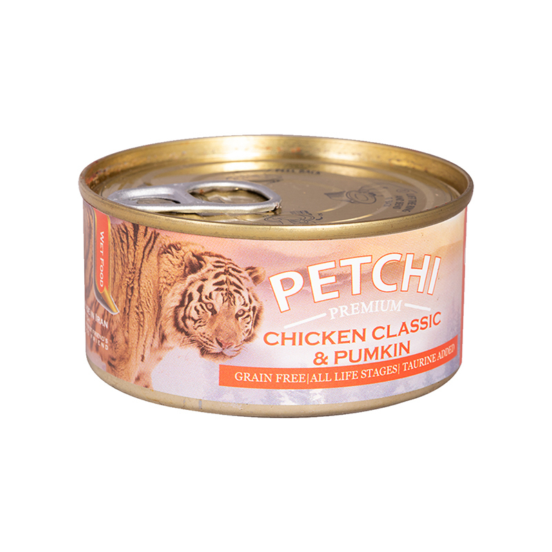  عکس تبلیغاتی کنسرو غذای گربه پتچی مدل Chicken Clussic & Pumpkin وزن 120 گرم 
