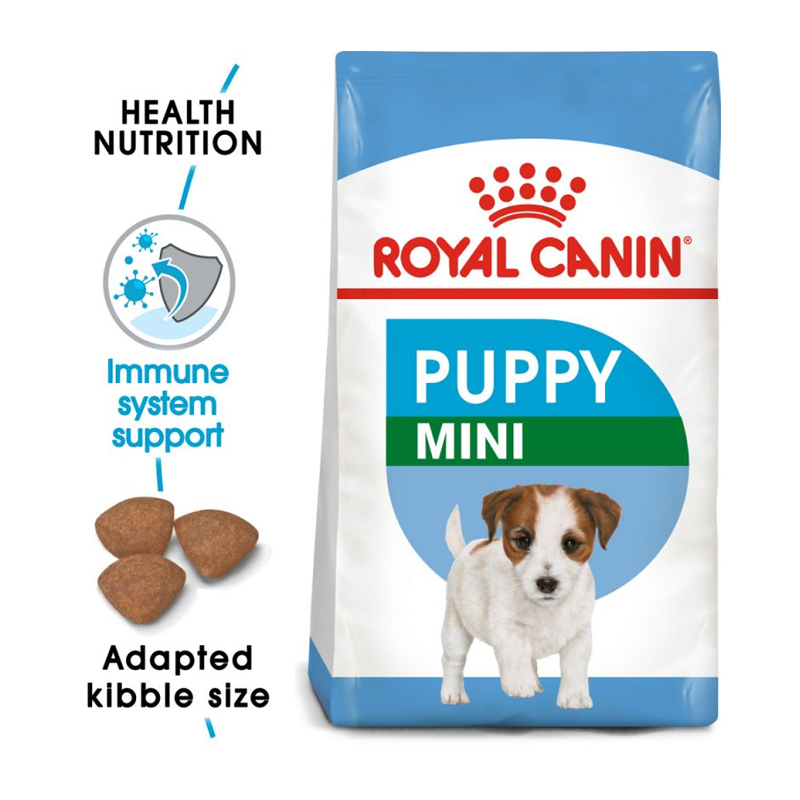 عکس جزییات بستهبندی غذای خشک توله سگ رویال کنین مدل Royal Canin Mini Puppy وزن 2 کیلوگرم