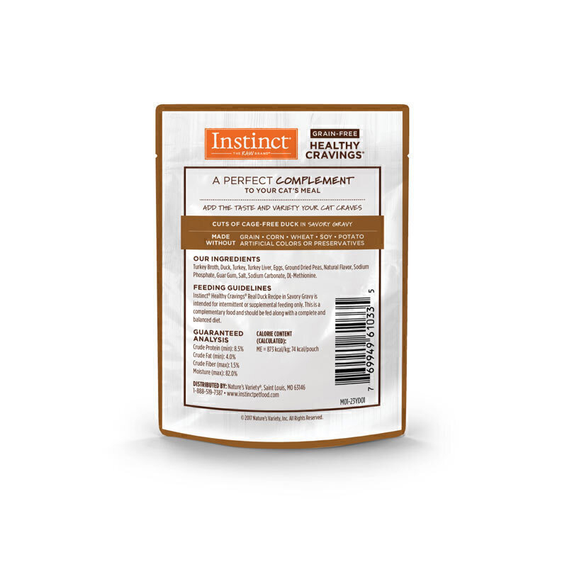  تصویر پشت پوچ گربه اینستینکت با طعم گوشت اردک در سس Instinct In Savory Gravy With Duck وزن 85 گرم 