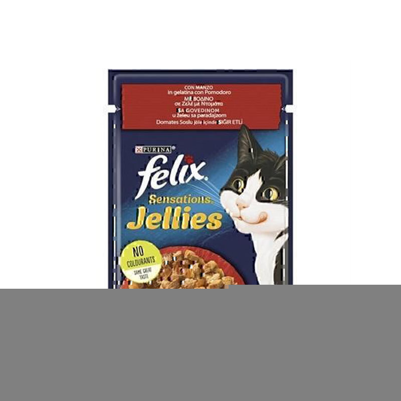 تصویر پوچ گربه فلیکس با طعم گوشت گاو و گوجه فرنگی در ژله Felix Sensations Beef And Tomato in Jelly وزن 85 گرم 
