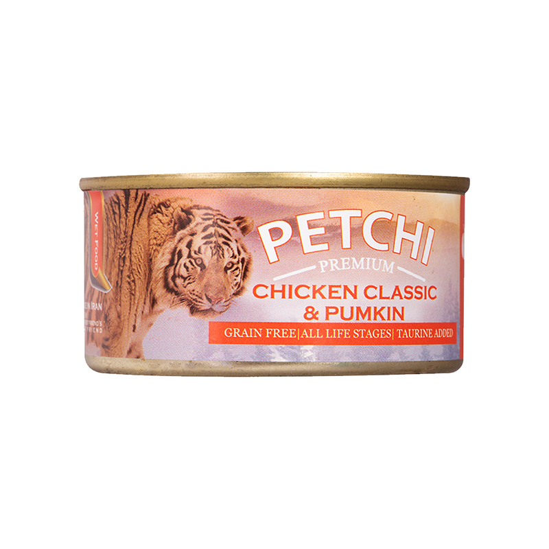  عکس کنسرو غذای گربه پتچی مدل Chicken Clussic & Pumpkin وزن 120 گرم 