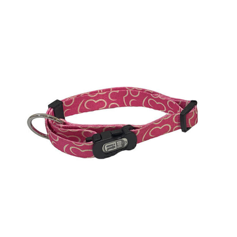  عکس قلاده گردنی بدون لید حیوانات هاگن Hagen Dogit NeckCollar Without Leash سایز S زمینه صورتی با استخوان های سفید 