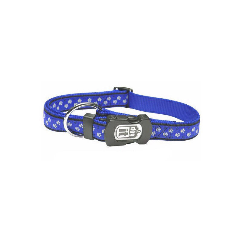  عکس قلاده گردنی بدون لید سگ هاگن Hagen Dogit NeckCollar Without Leash سایز M زمینه آبی با پنجه های طوسی و فیروزه ای 