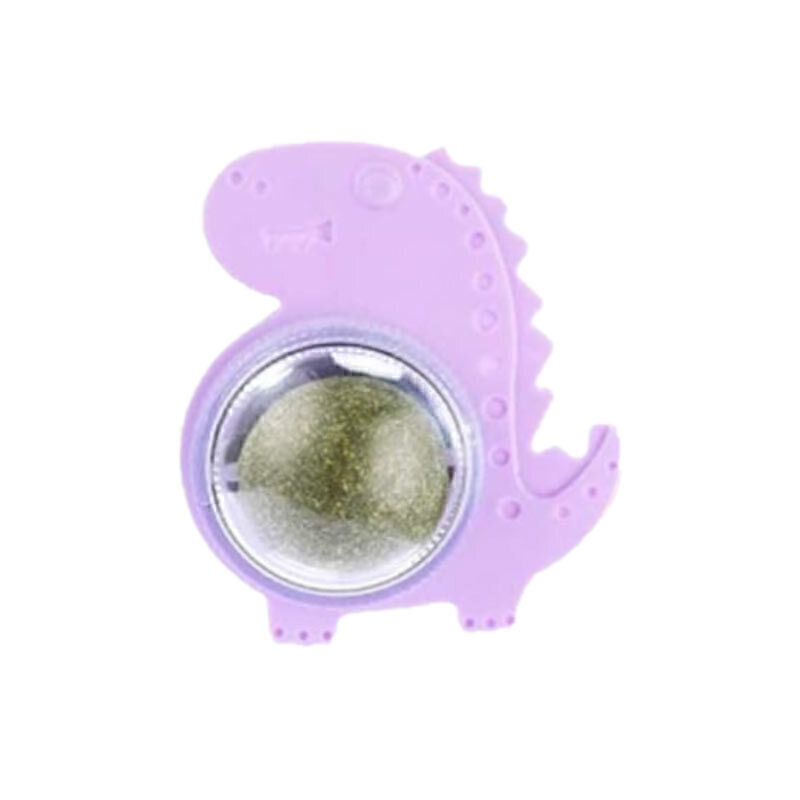  تصویر آبنبات تشویقی طرح دار گربه با طعم کت نیپ Cat Mint Toy Ball وزن 100 گرم طرح دایناسور بنفش 