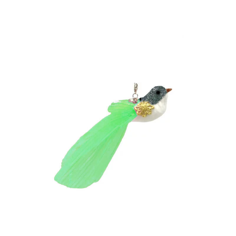  تصویر اسباب بازی پرنده فنری گربه Cat Feather Toy رنگ سبز 