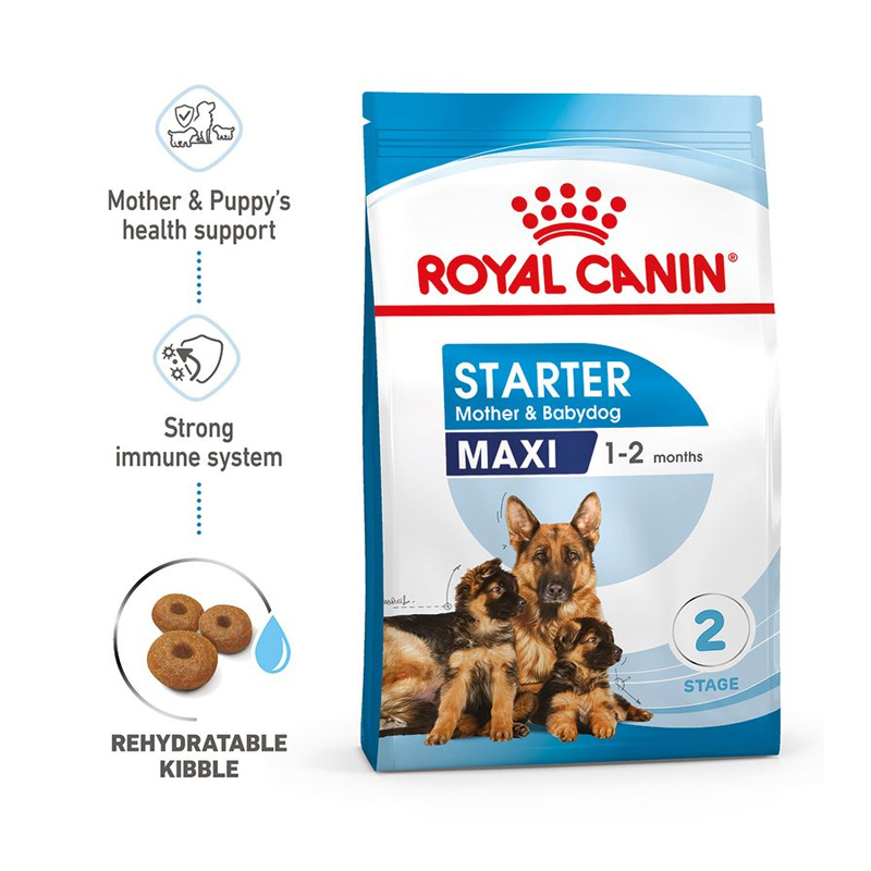  تصویر محتویات غذای خشک سگ رویال کنین مدل Royal Canin Maxi Starter وزن 15 کیلوگرم 