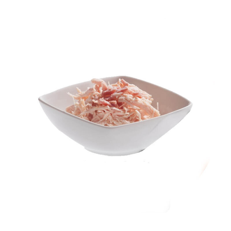  تصویر محتویات کنسرو غذای سگ مرغ و گوشت شسیر Schesir Chicken & Beef in Jelly وزن 85 گرم 