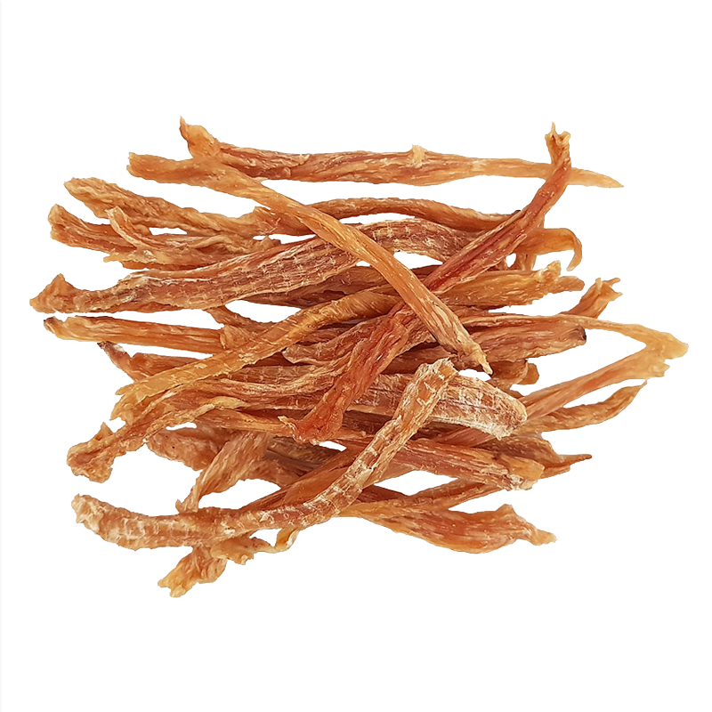  عکس محصول تشویقی گربه هاپومیل مدل Chicken Chest Strips وزن 50 گرم 