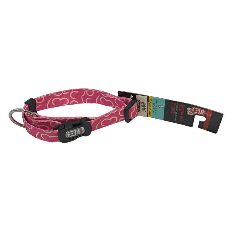  عکس قلاده گردنی بدون لید سگ هاگن Hagen Dogit NeckCollar Without Leash سایز L زمینه صورتی با طرح قلاده سفید 