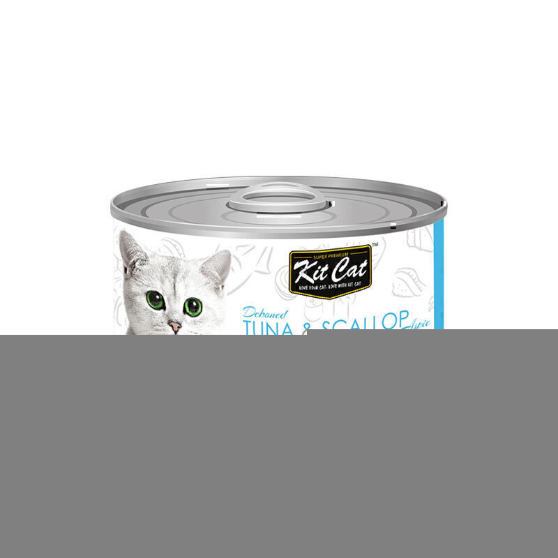  تصویر کنسرو غذای گربه کیت کت با طعم ماهی تن و صدف KitCat Tuna & Scallop وزن 80 گرم 
