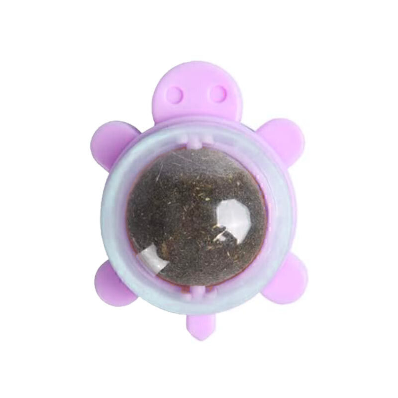  تصویر آبنبات تشویقی طرح دار گربه با طعم کت نیپ Cat Mint Toy Ball وزن 100 گرم طرح لاکپشت بنفش 