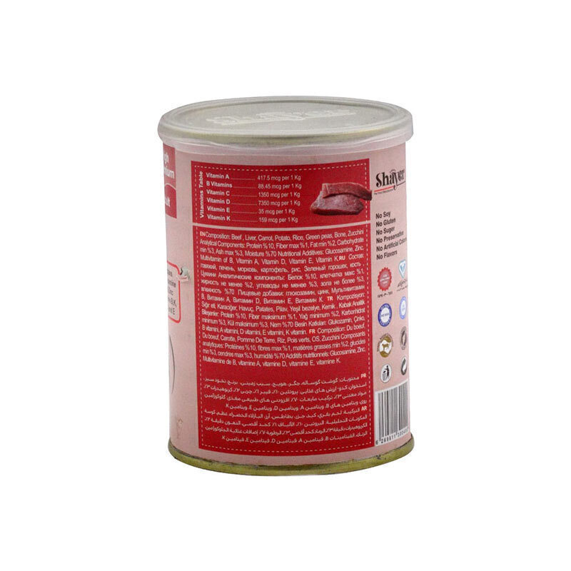  تصویر 4 کنسرو غذای سگ دل و جگر مرغ در سس مخصوص شایر Shayer Natural Dog Food Heart & Liver وزن 400 گرم 