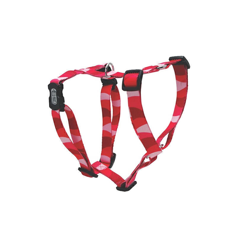  عکس قلاده کتفی تسمه ای بدون لید سگ هاگن Hagen Dogit Harness without Leash سایز M طرح قرمز راه راه 
