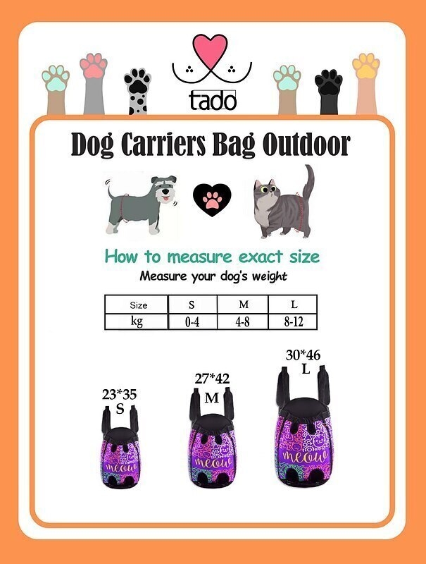  عکس راهنمای سایز کیف حمل آغوشی سگ و گربه تادو Tado Carrier Bag سایز M 