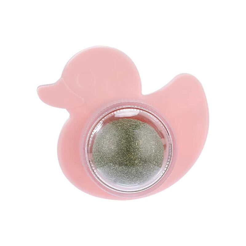  تصویر آبنبات تشویقی طرح دار گربه با طعم کت نیپ Cat Mint Toy Ball وزن 100 گرم طرح اردک صورتی 