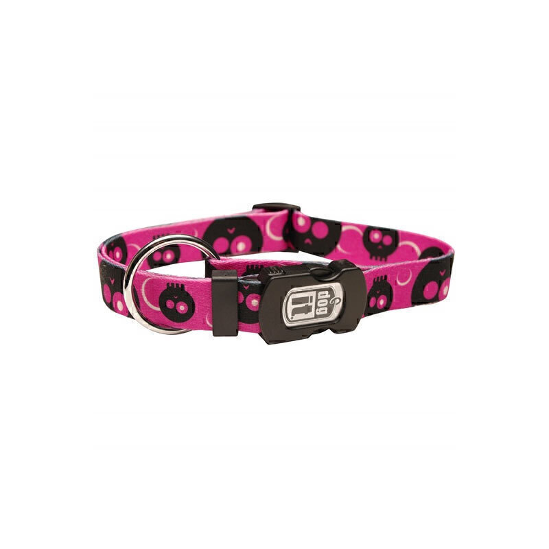  عکس قلاده گردنی بدون لید سگ هاگن Hagen Dogit NeckCollar Without Leash سایز L زمینه صورتی با اسکلت های مشکی 