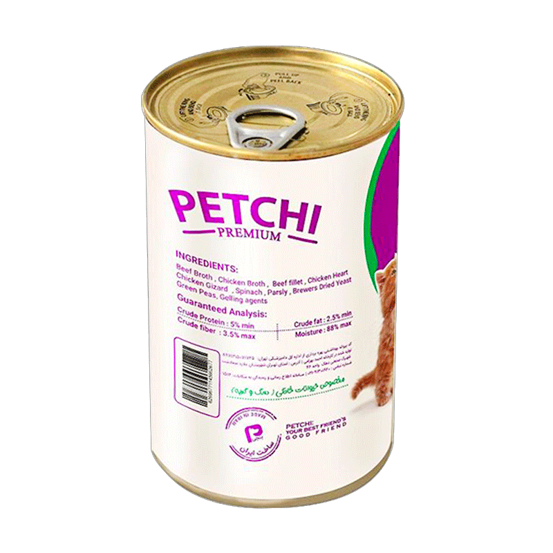  تصویر 2 کنسرو غذای سگ و گربه پتچی با آب مرغ غنی شده Petchi Wet Food وزن ۴۰۰ گرم 