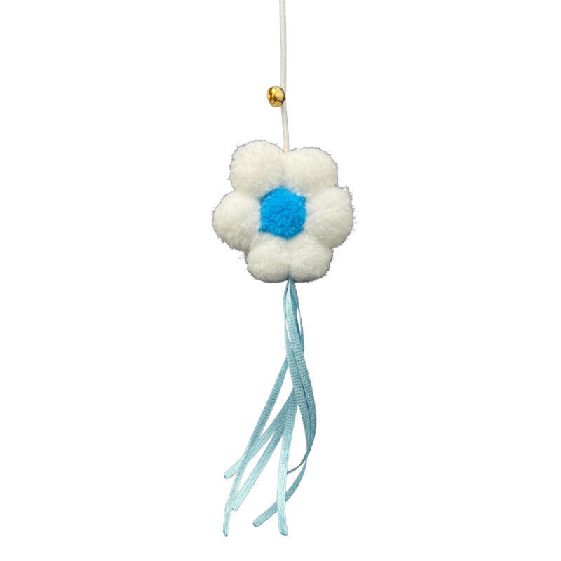  عکس اسباب بازی گربه پرس پت مدل آویز چسبان طرح گل ربان‌دار Perspet Hanging Cat Toy Flower Model رنگ آبی 