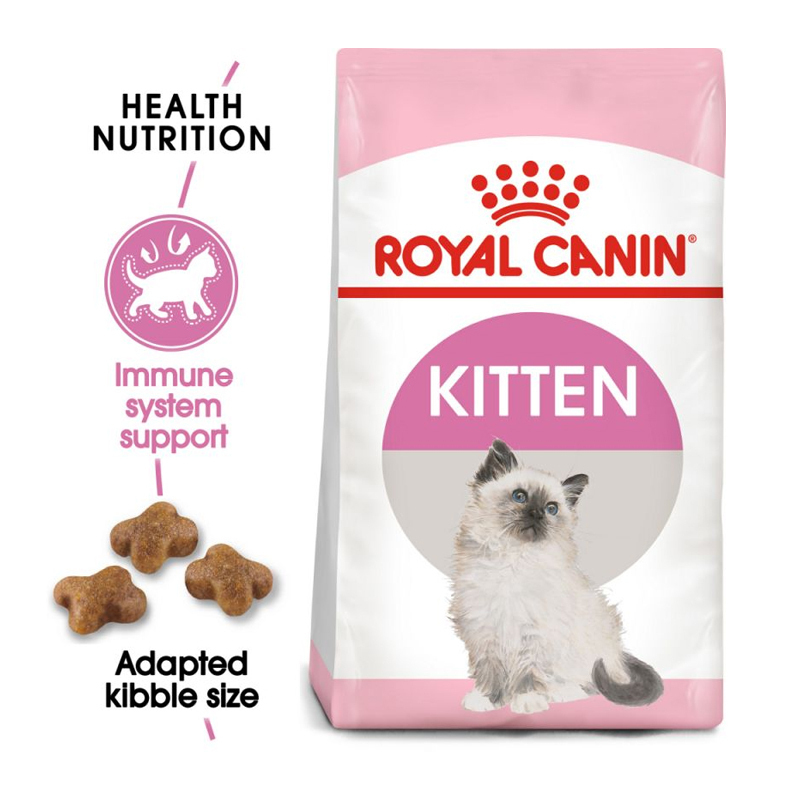  عکس جزییات بسته بندی غذای خشک گربه رویال کنین مدل Kitten وزن 400 گرم 