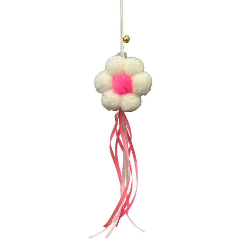  عکس اسباب بازی گربه پرس پت مدل آویز چسبان طرح گل ربان‌دار Perspet Hanging Cat Toy Flower Model رنگ صورتی 