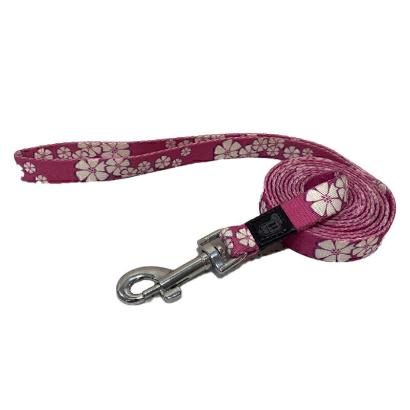  لید سگ هاگن Hagen Dogit Leash سایز M زمینه صورتی با گل سفید 