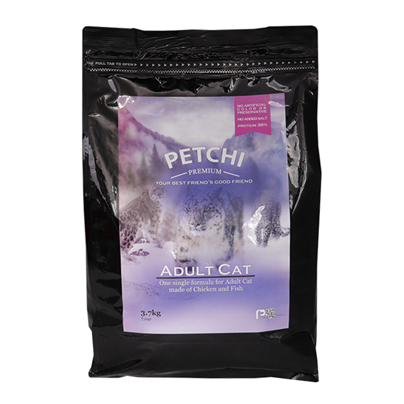  عکس غذای خشک پرمیوم گربه پتچی با طعم مرغ و ماهی Petchi Adult Chicken & Fish وزن 3.7 کیلوگرم 