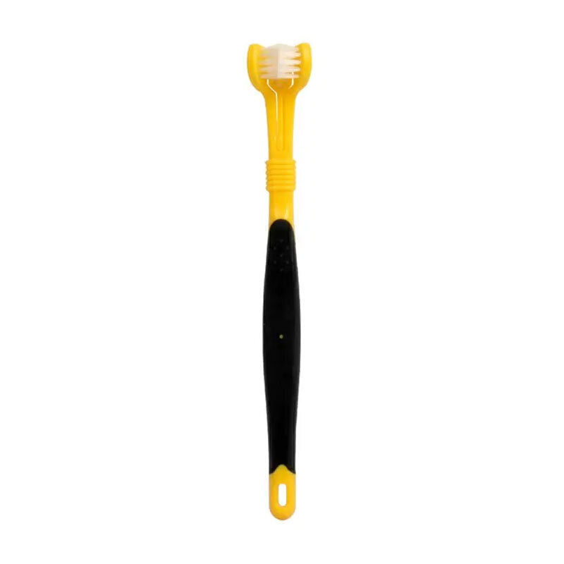  تصویر رنگ زرد مشکی مسواک سه طرفه سگ و گربه هیستو تیری Histotree 3-Sided Toothbrush 