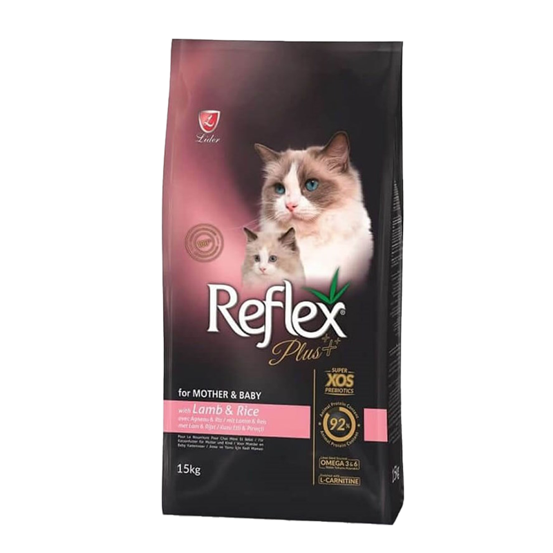  تصویر غذای خشک گربه مادر و نوزاد با طعم گوشت بره رفلکس پلاس Reflex Plus with Lamb And Rice Mother & Baby وزن 1.5 کیلوگرم 