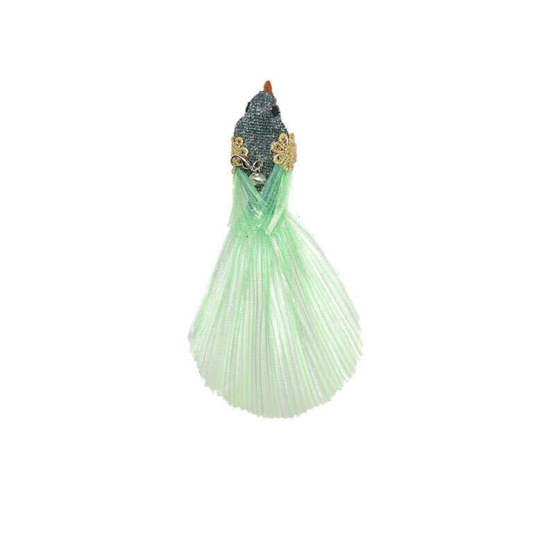  تصویر دوم اسباب بازی پرنده فنری گربه Cat Feather Toy رنگ سبز 