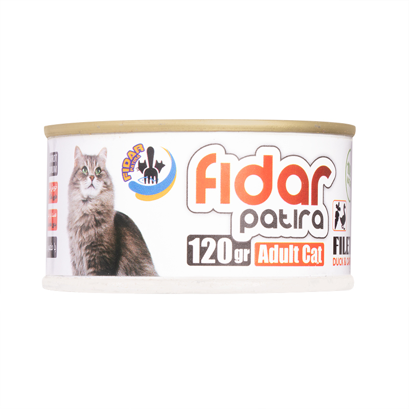  عکس بسته بندی کنسرو غذای گربه فیدار مدل Adult Duck & Carrot وزن 120 گرم 