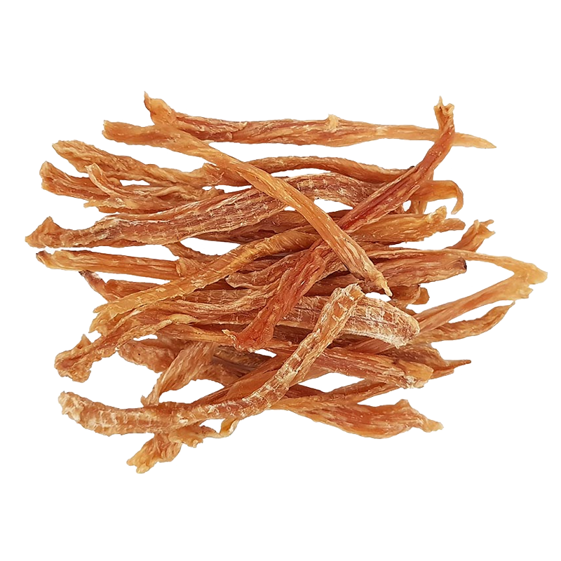  عکس محصول تشویقی سگ هاپومیل مدل Chicken Chest Strips وزن 50 گرم 