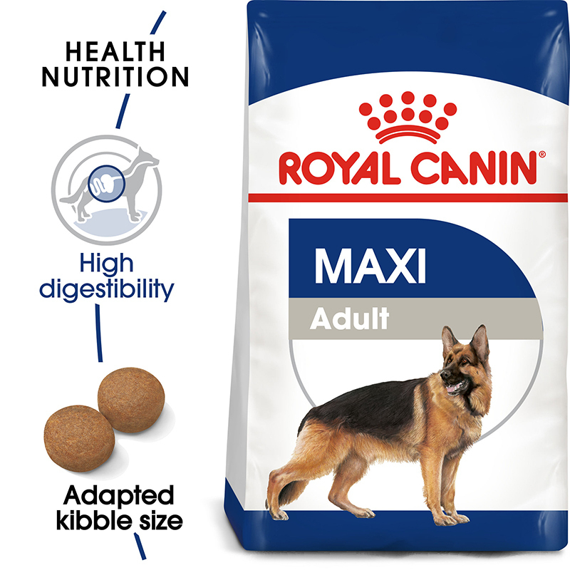  عکس جزییات غذای خشک سگ نژاد بزرگ رویال کنین Royal Canin Maxi Adult وزن 4 کیلوگرم 
