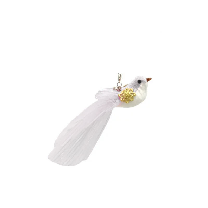  تصویر اسباب بازی پرنده فنری گربه Cat Feather Toy رنگ سفید 