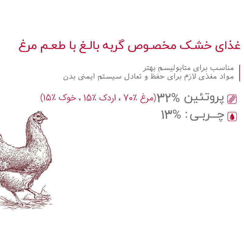  تصویر 2 غذای خشک گربه بابین با طعم مرغ Babin Adult Chicken وزن 15 کیلوگرم 