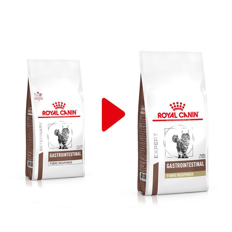 تصویر تعویض بسته بندی غذای خشک گربه رویال کنین مدل Gastrointestinal Fibre Response وزن 2 کیلوگرم 