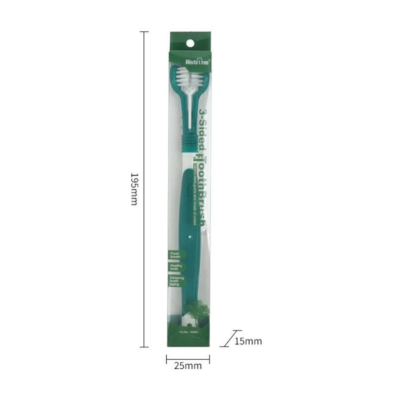  تصویر اندازه مسواک سه طرفه سگ و گربه هیستو تیری Histotree 3-Sided Toothbrush 