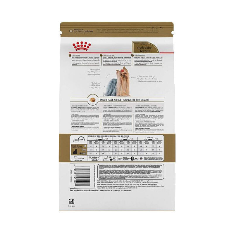  عکس غذای خشک سگ بالغ یورکشایر تریر رویال کنین Royal Canin Adult Yorkshire Terrier وزن 1.5 کیلوگرم از نمای پشت 